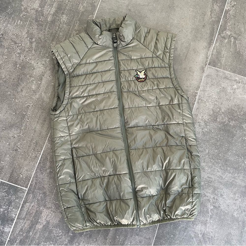 CHEVIGNON Olive Green Quilted Togs Puffer Vest Duck Logo